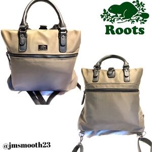 RARE: Roots 73 Olive green & black convertible tote to backpack